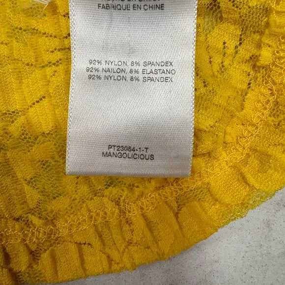 bebe Lace Sequin Tank Top Yellow Women's Large Y2K McBling Floral Clubwear 2000s - Picture 9 of 16